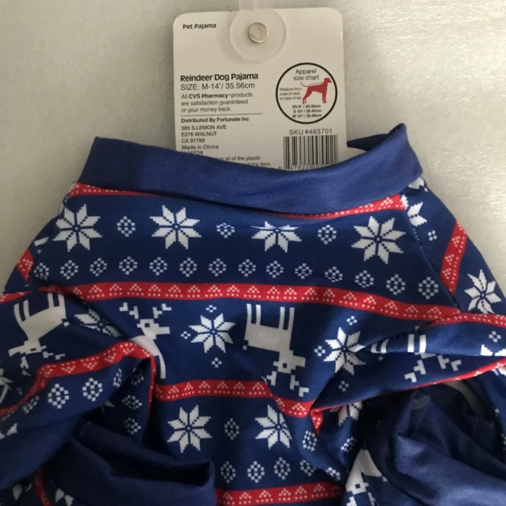 Pet Central Reindeer Dog Pajama NEW Size M-14”/35.56cm